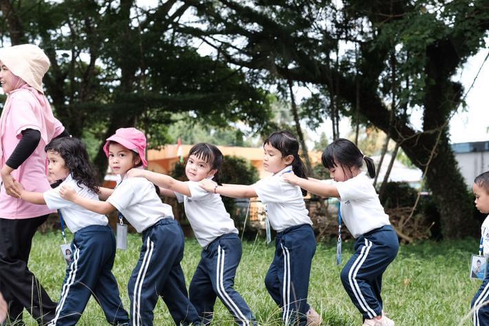 Outdoor playground with safety equipment