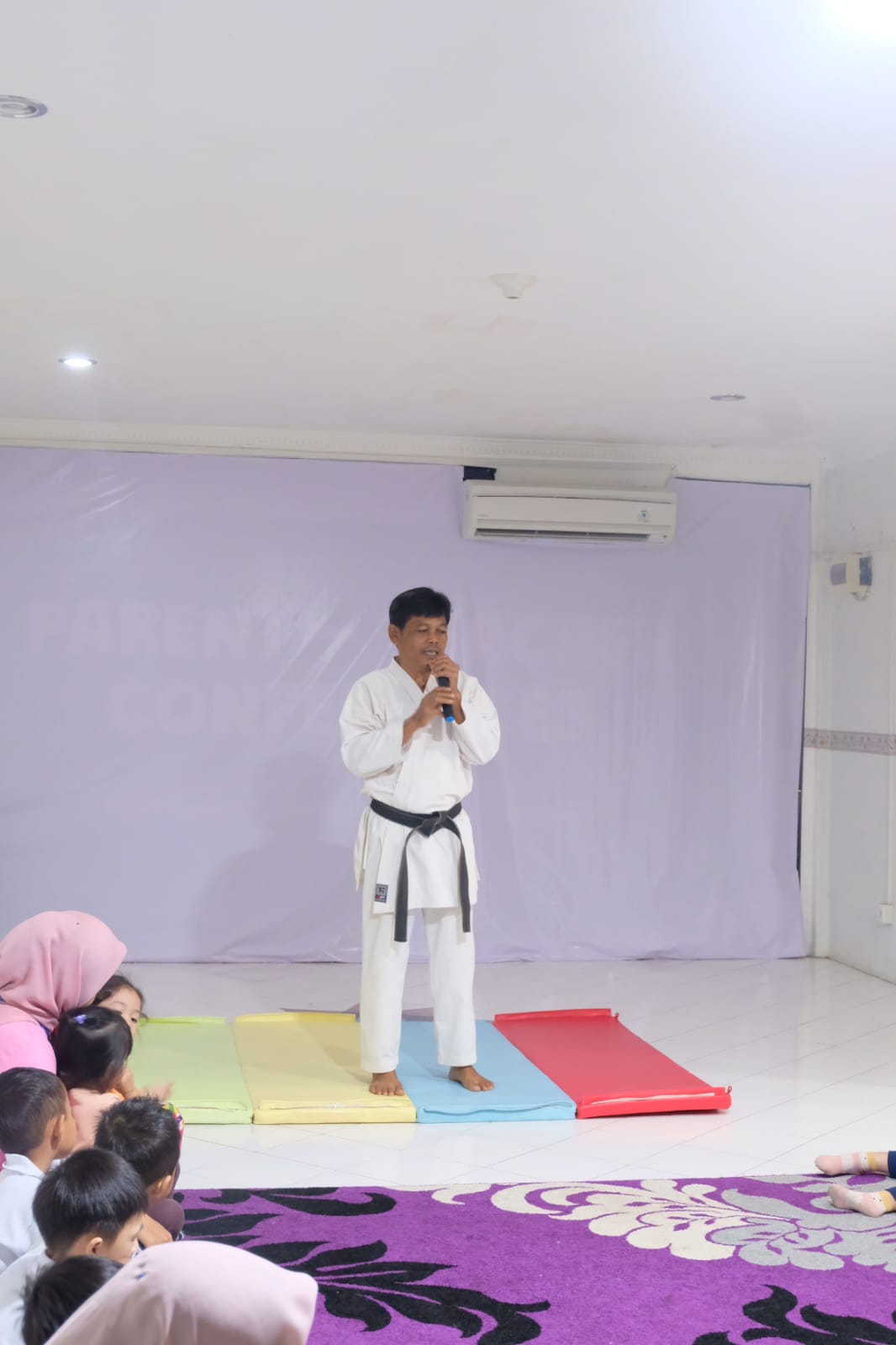 Group karate training session